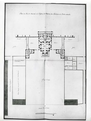 "Plan du Rez de Chaussée de l'Eglise, des Choeurs, des Parloirs et Ecoles actuels"